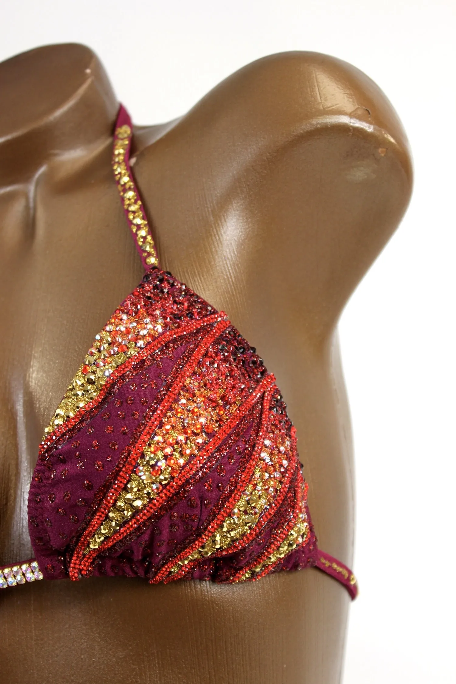 Red Crystal Lines Figure Competition Suit