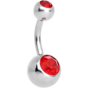 Red Gem Dual Sparkle Belly Ring 8mm