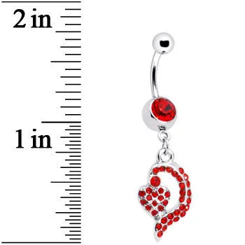 Red Gem Dynamic Heart Belly Ring