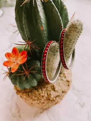 Red Hoops with Studded Detail