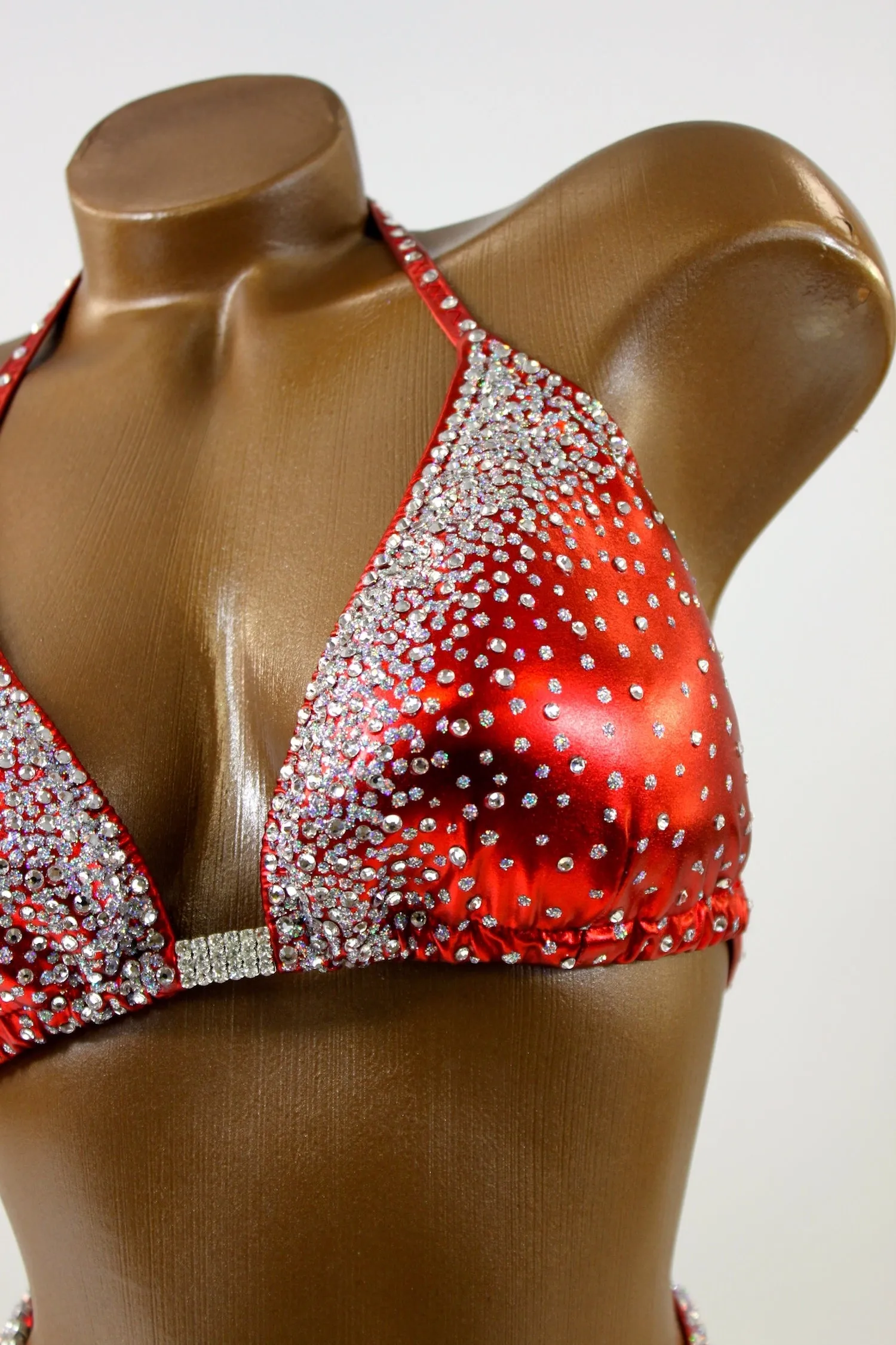 Red Metallic Figure Competition Suit