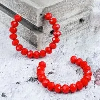 {RED OR SILVER} CRYSTAL BEADED HOOP EARRINGS