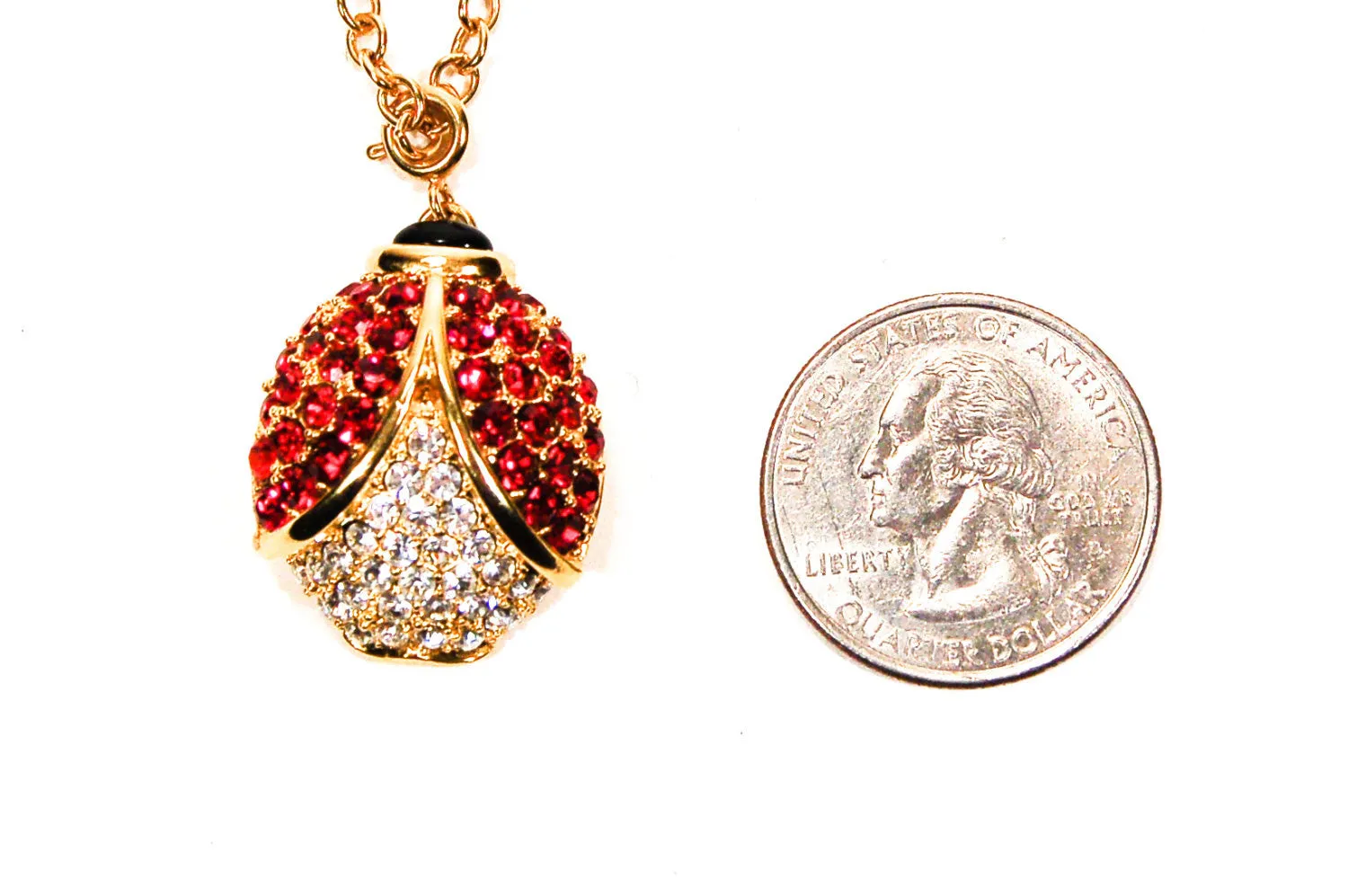Rhinestone Lady Bug Pendant by Arlene Dahl