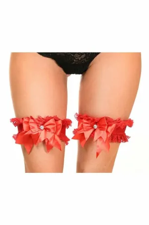 Sexy Red with Red Lace Garters