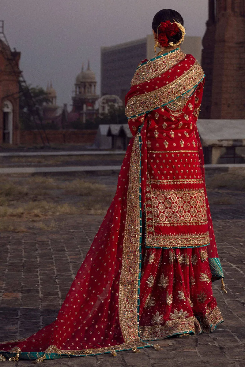 Silk Red Bridal Sharara Shirt Pakistani Wedding Dresses