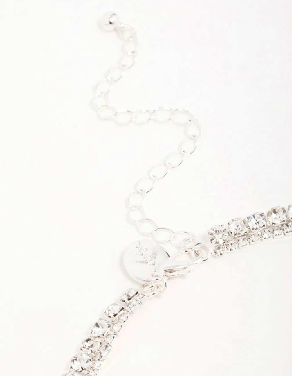 Silver Diamante Tennis Necklace & Earrings Set