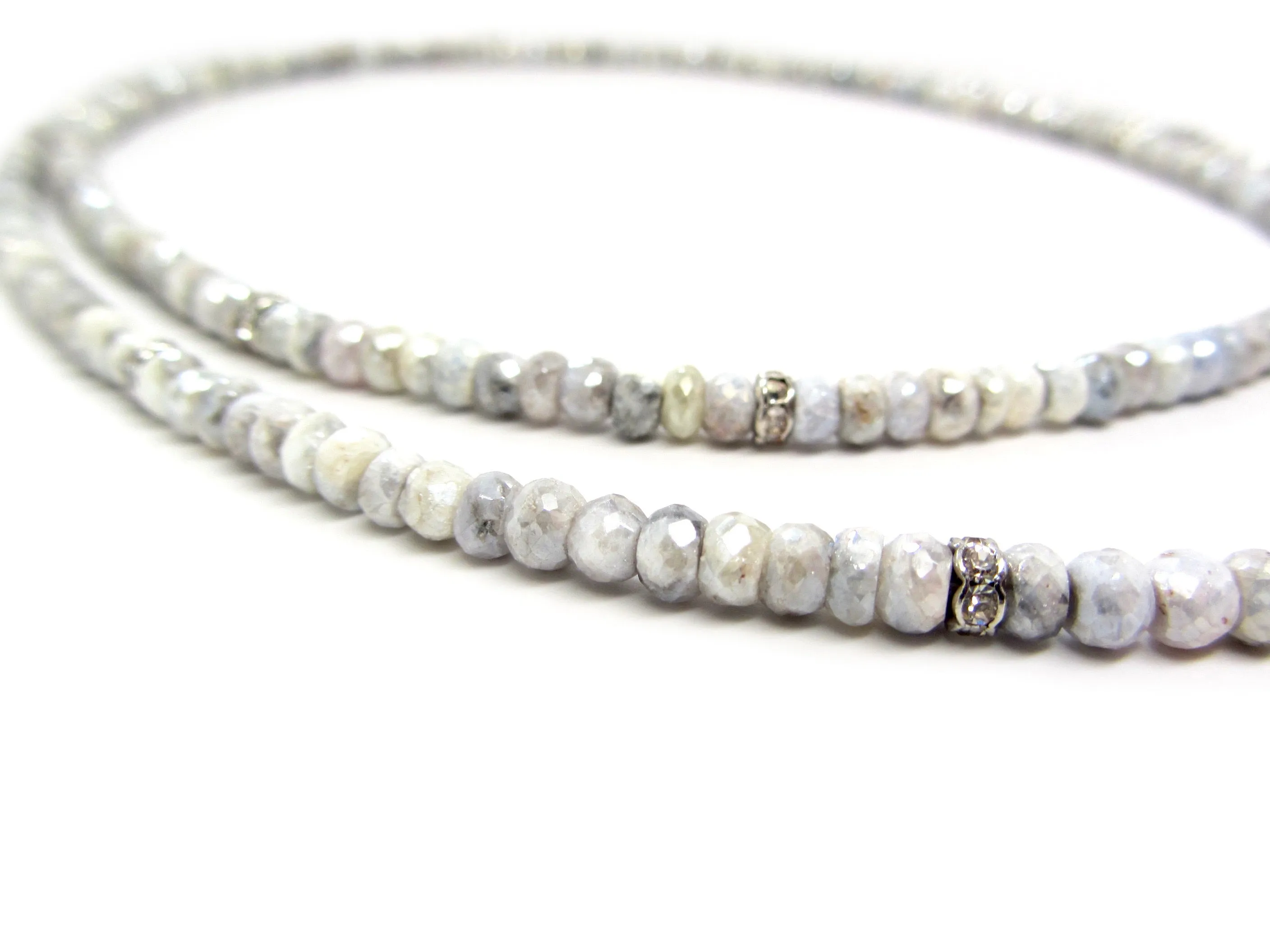 Silverite Necklace with Pave Cube Center