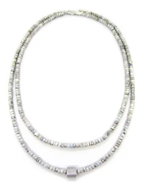 Silverite Necklace with Pave Cube Center