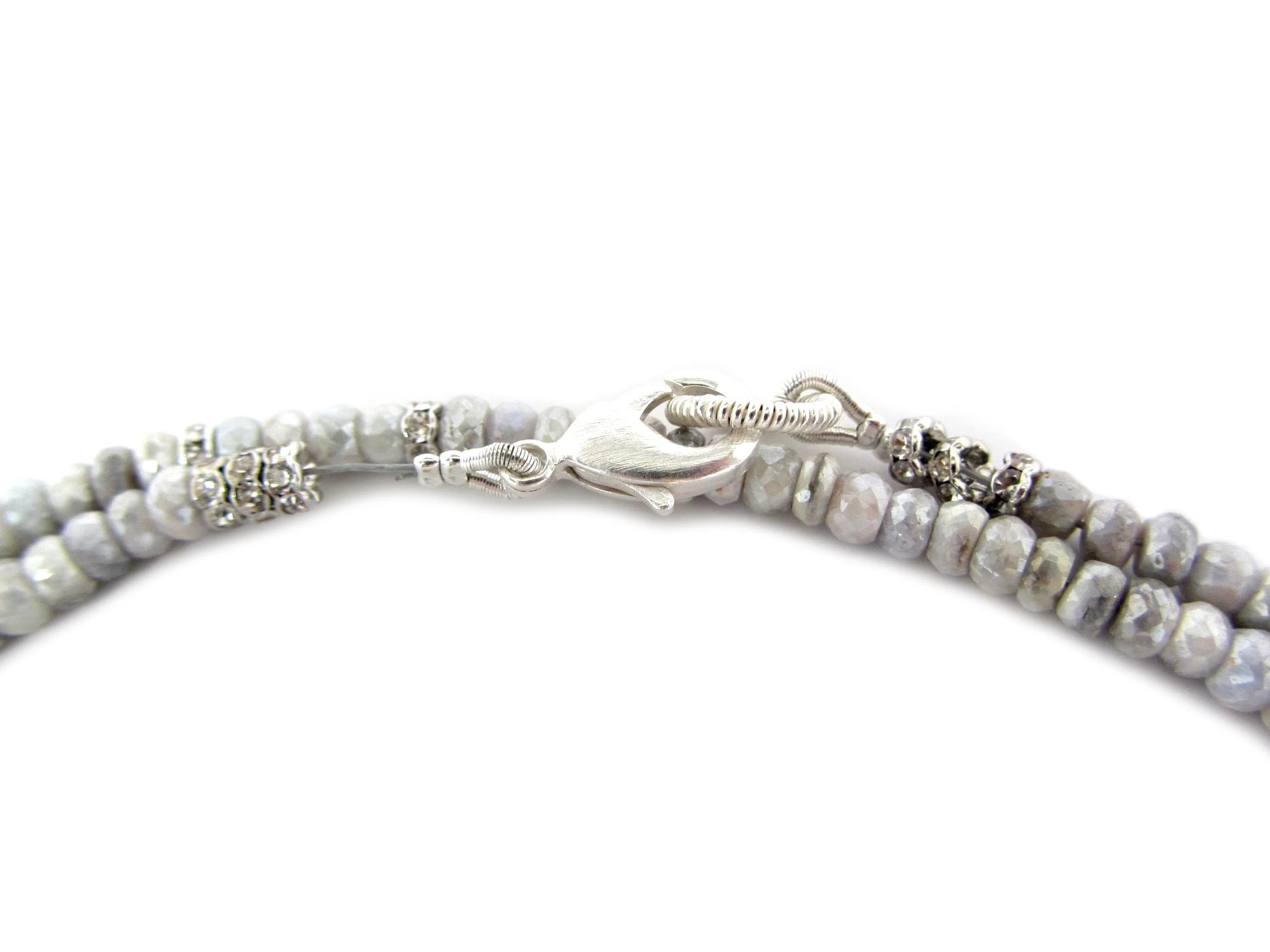 Silverite Necklace with Pave Cube Center
