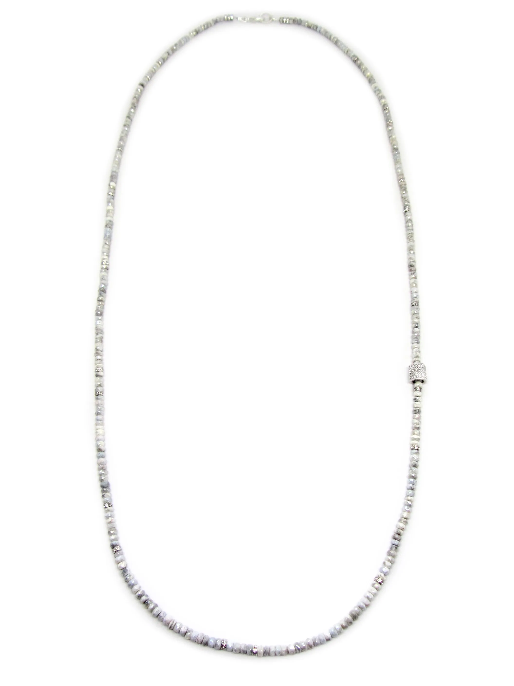 Silverite Necklace with Pave Cube Center