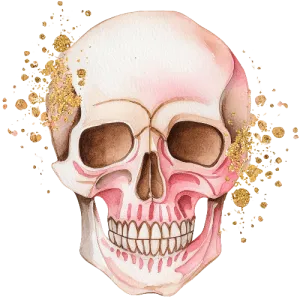Skull Pink With Gold 2 Halloween DTF (direct-to-film) Transfer (Copy)