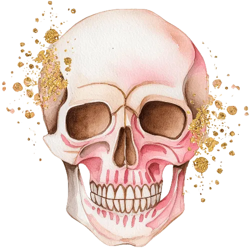 Skull Pink With Gold 2 Halloween DTF (direct-to-film) Transfer (Copy)
