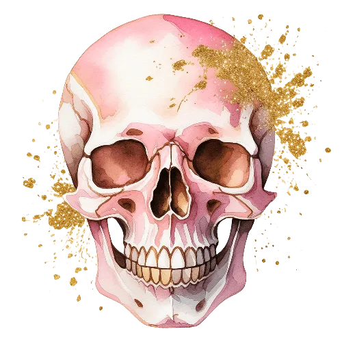 Skull Pink With Gold 2 Halloween DTF (direct-to-film) Transfer