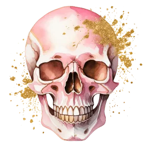 Skull Pink With Gold 2 Halloween DTF (direct-to-film) Transfer