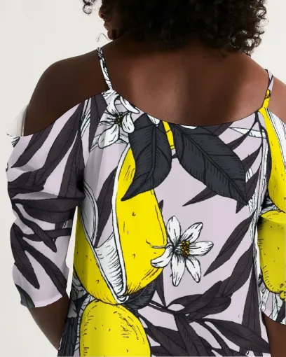 SMF Purple Olives Feminine Open Shoulder A-Line Dress