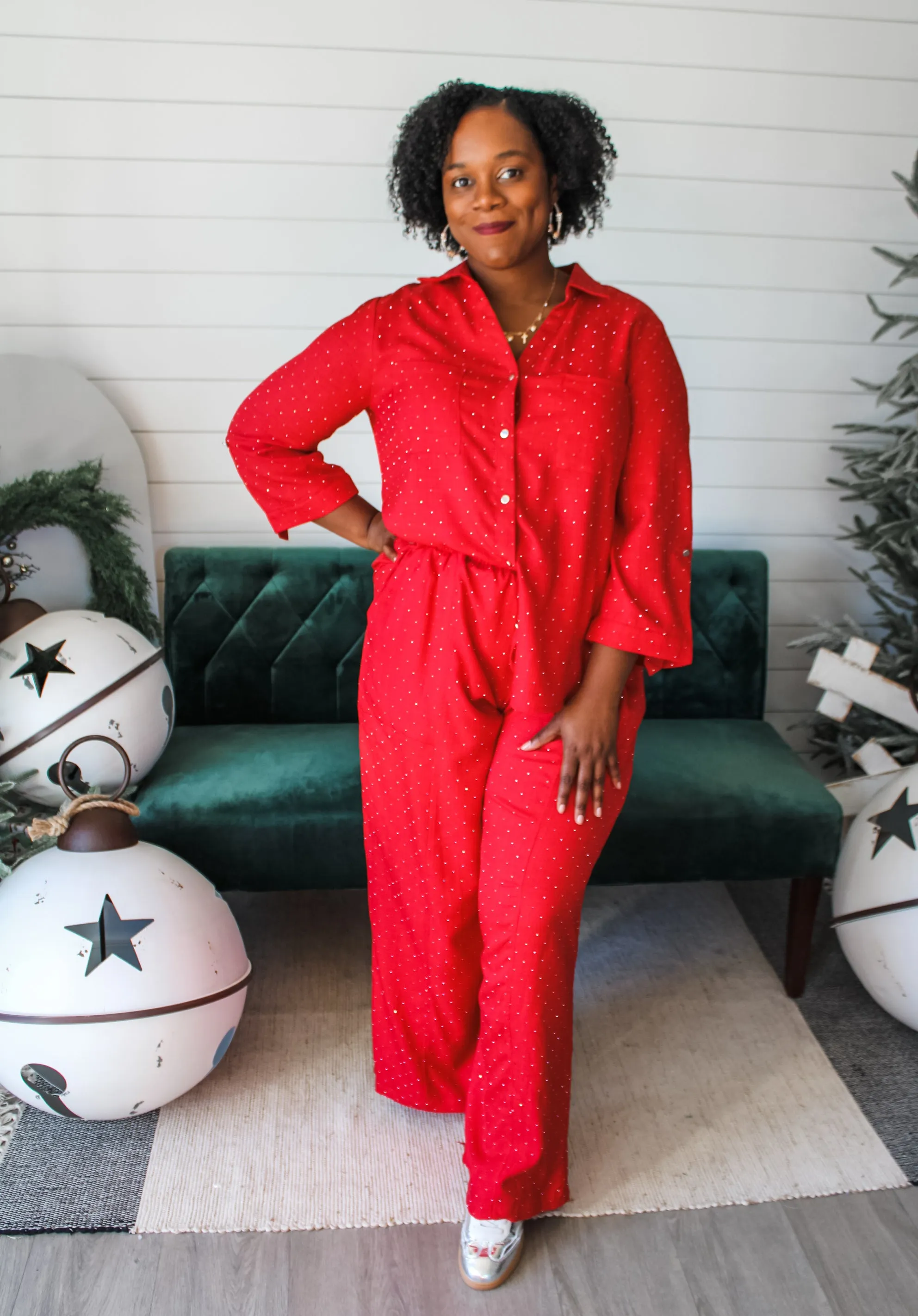 Sophisticated Sparkle Top • Red - PLUS - FINAL SALE