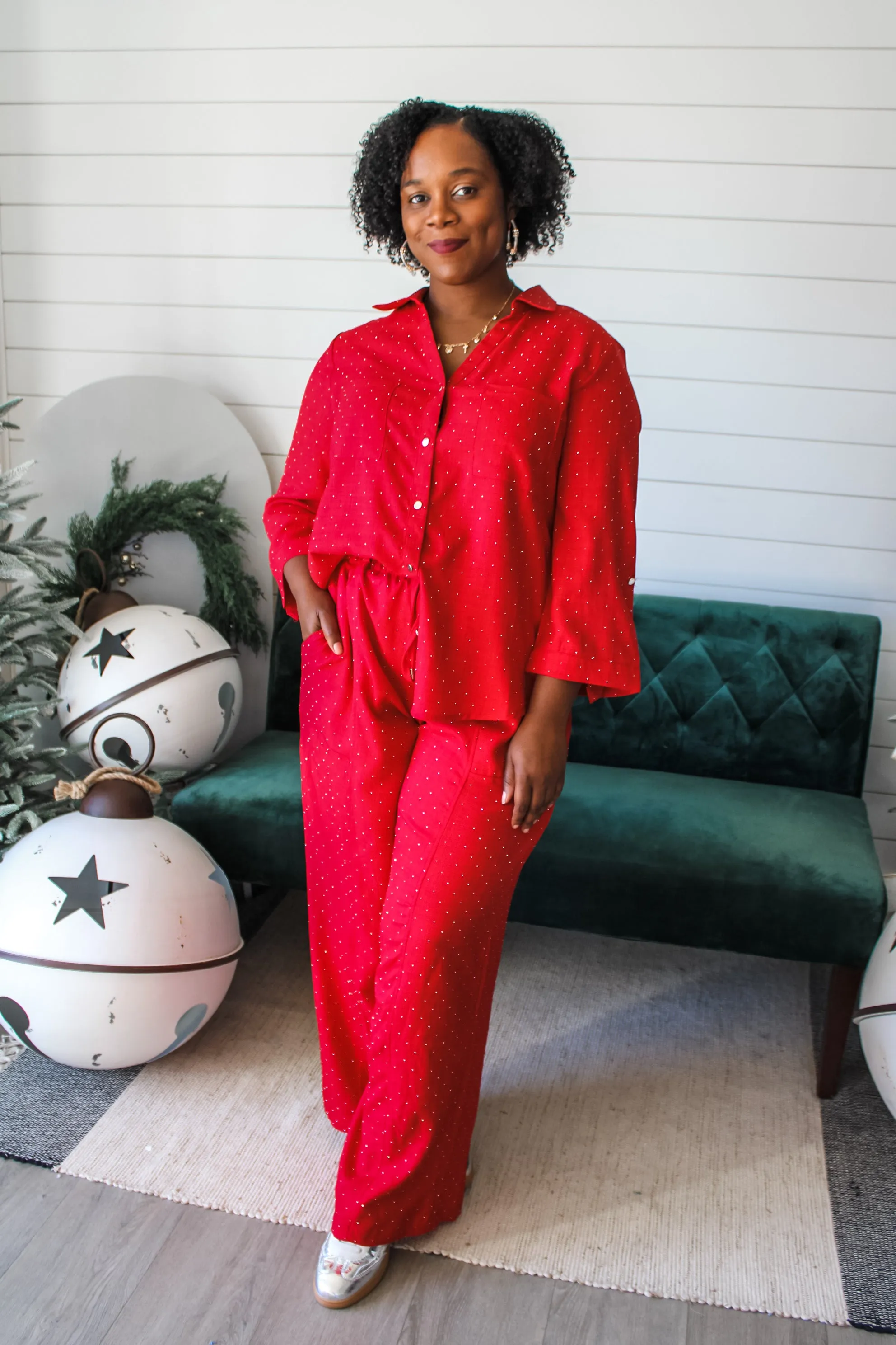 Sophisticated Sparkle Top • Red - PLUS - FINAL SALE