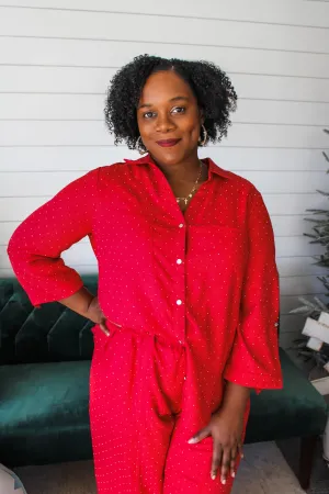 Sophisticated Sparkle Top • Red - PLUS - FINAL SALE