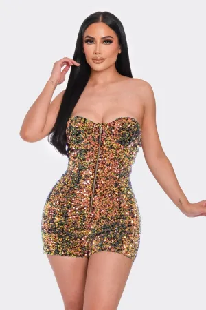 Sparkle Chic Sequin Tube Top Romper