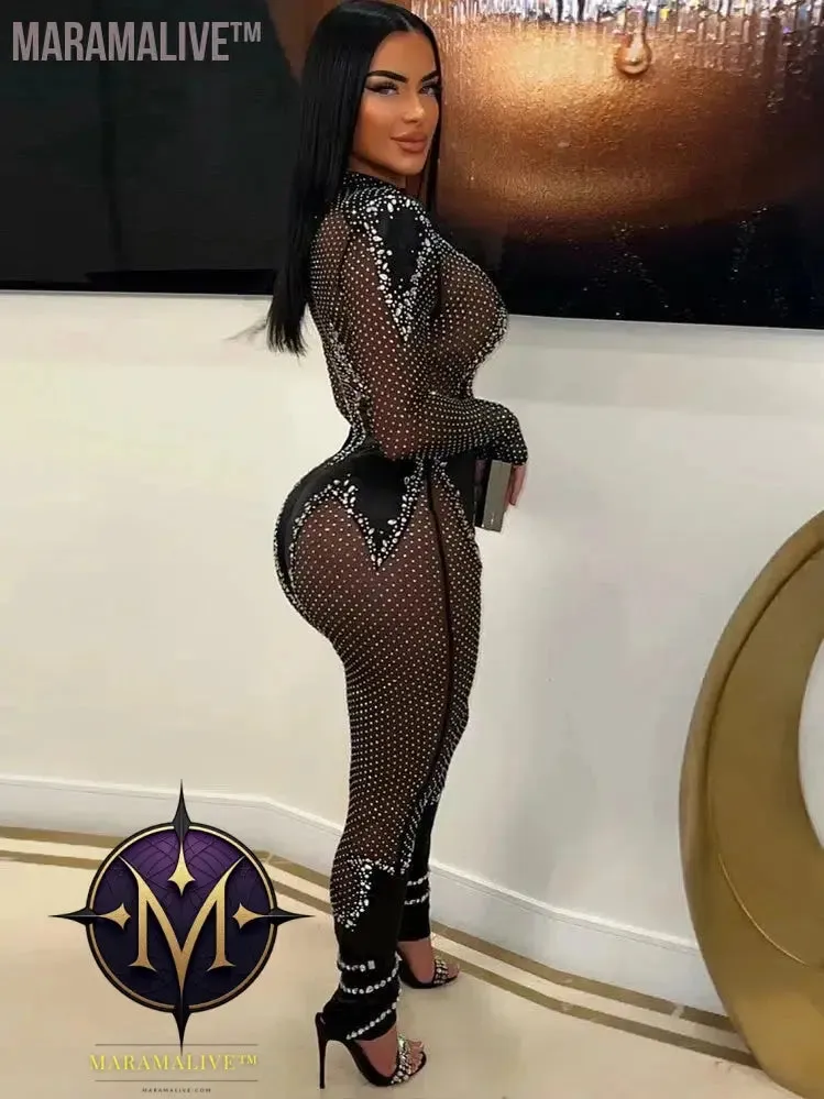 Sparkly Rhinestone Mesh Rompers: Glamour Girls' Must-Have