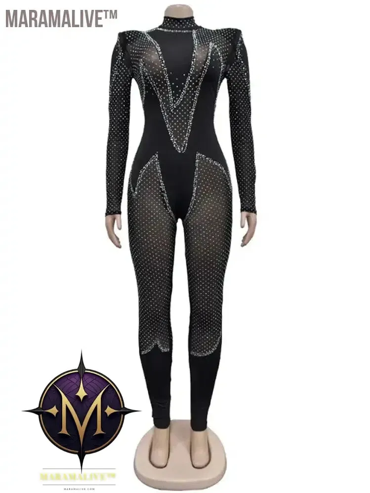 Sparkly Rhinestone Mesh Rompers: Glamour Girls' Must-Have