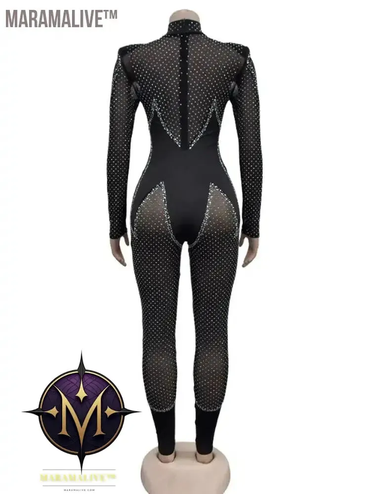 Sparkly Rhinestone Mesh Rompers: Glamour Girls' Must-Have