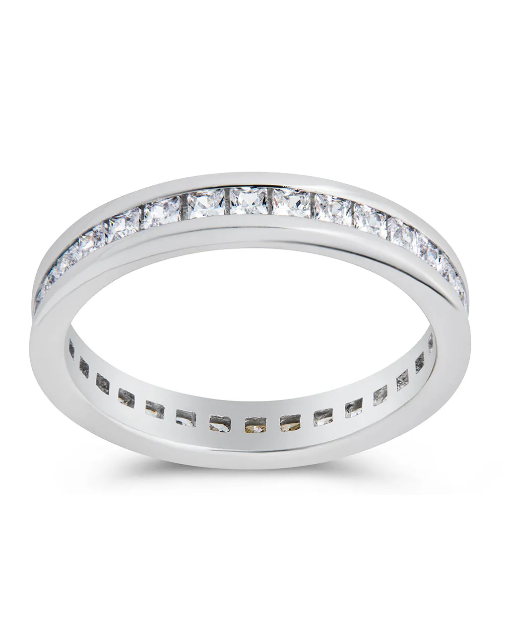 Sterling Silver Princess Eternity Wedding Band