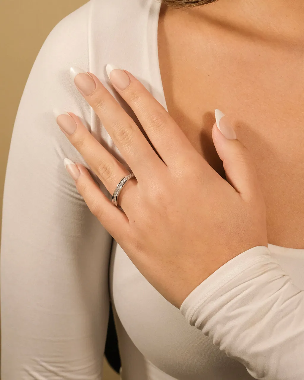 Sterling Silver Princess Eternity Wedding Band