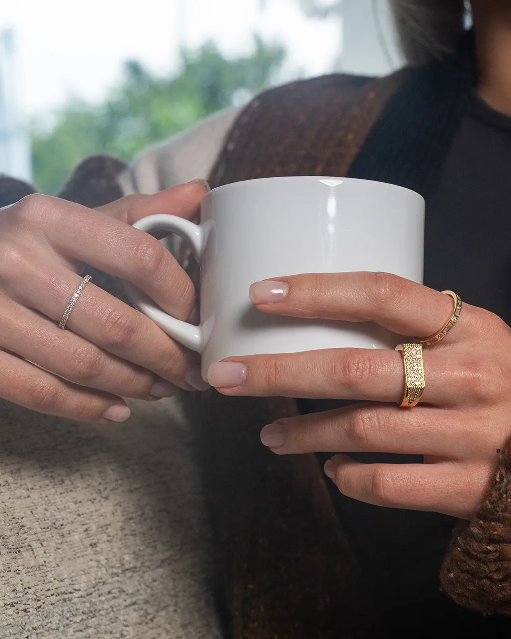 Sterling Silver Thin CZ Band Ring