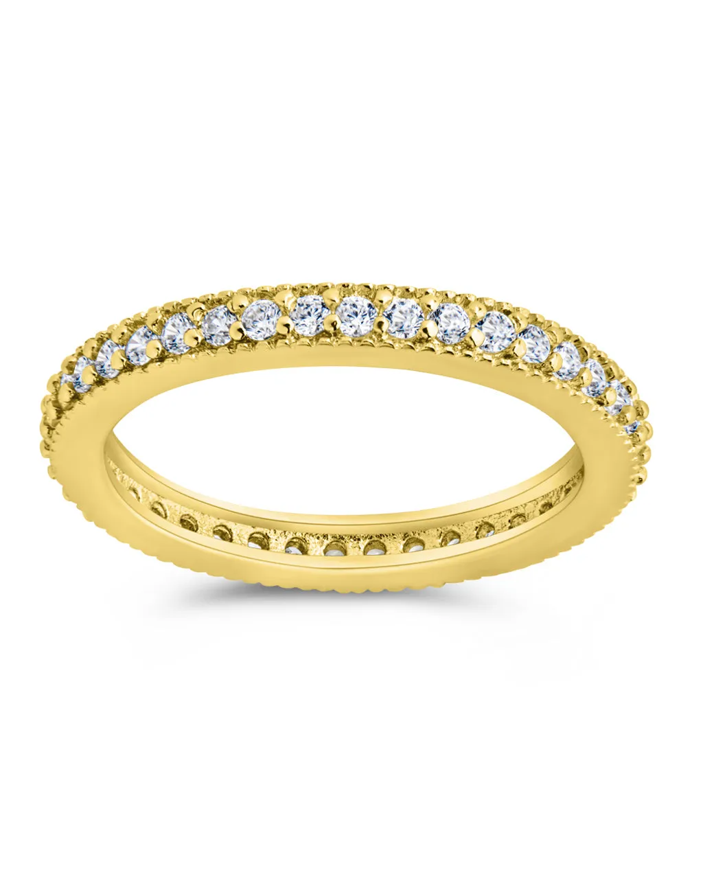 Sterling Silver Thin CZ Band Ring