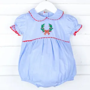 Sweet Dreams | Holiday Wreath Embroidered Blue Bubble