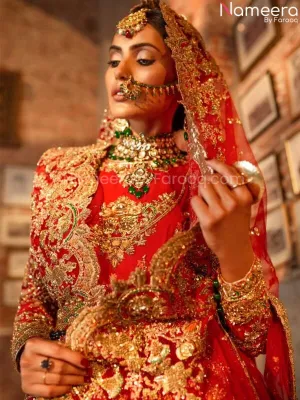 The Embellished Designer Red Lehenga For Bride #BN811