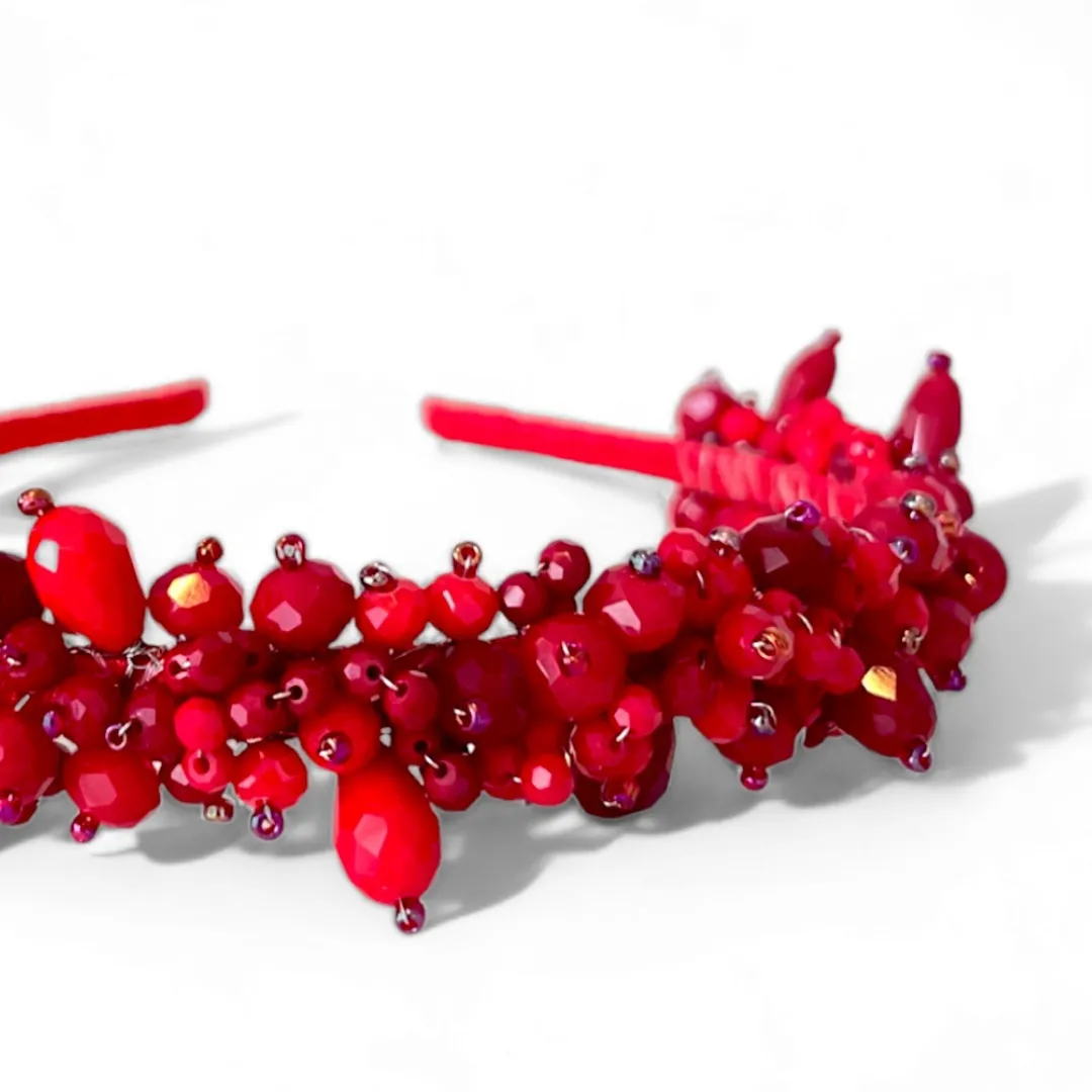 The Samantha Designer Red Crystal Headband