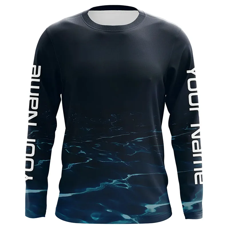 Underwater Background Long Sleeve Uv Protection Fishing Shirts, Personalized Fishing Jersey IPHW7191