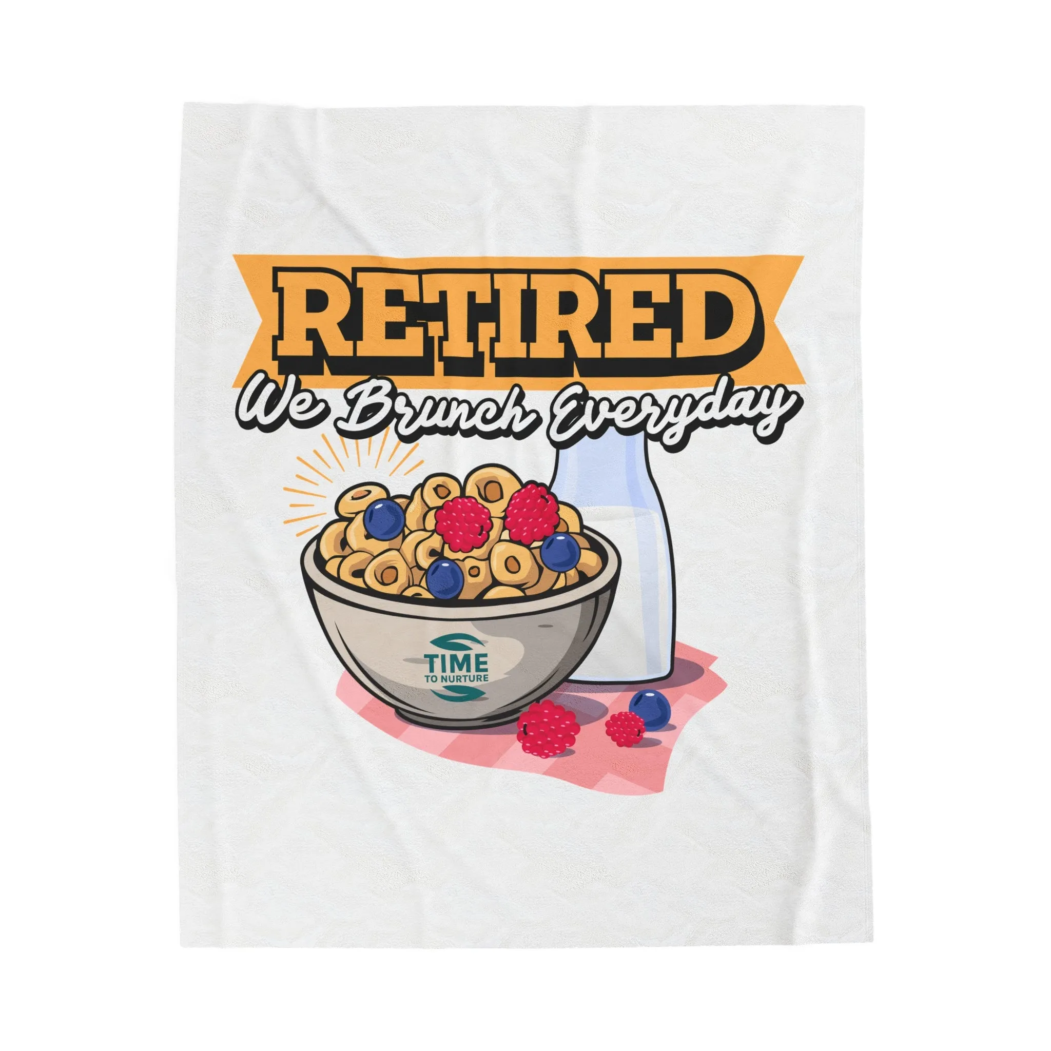Velveteen Blanket – Retired We Brunch Every Day Cozy Throw, Soft and Luxurious Retirement Gift, Warm Lap Blanket for Relaxation, Perfect for Comfy Sofa Moments and Retirement Celebration