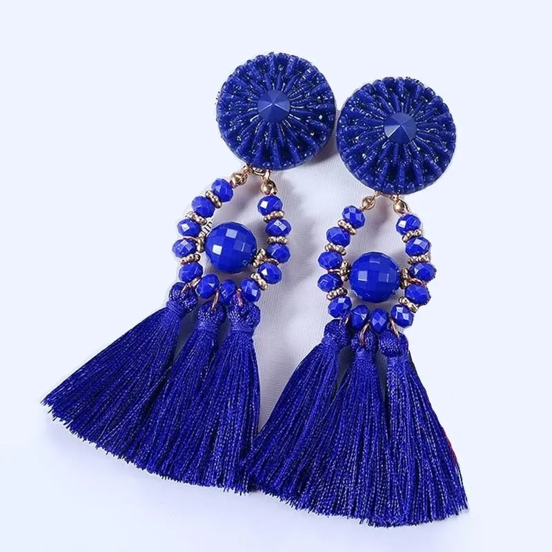 Venice Royal-Blue Tassel Earrings