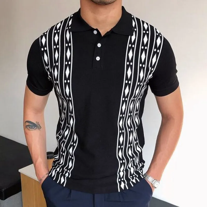 Vintage diamond knit polo shirt top