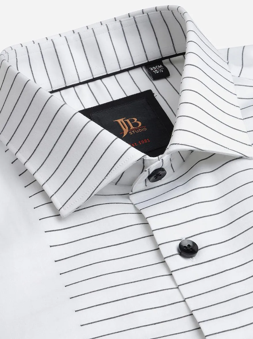 White Printed Slim Fit Party Wear Shirt | JB Studio
