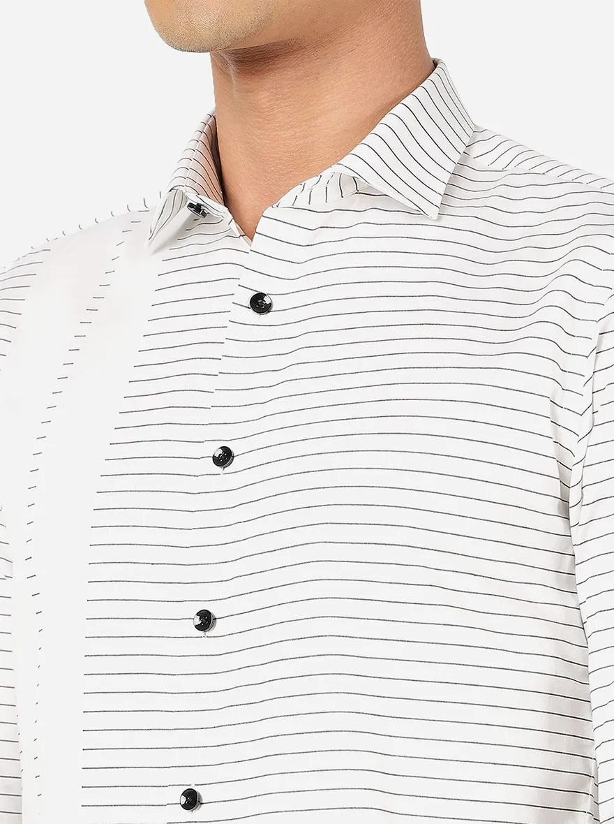 White Printed Slim Fit Party Wear Shirt | JB Studio