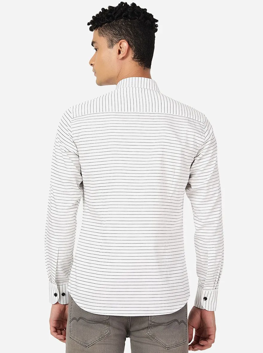 White Printed Slim Fit Party Wear Shirt | JB Studio