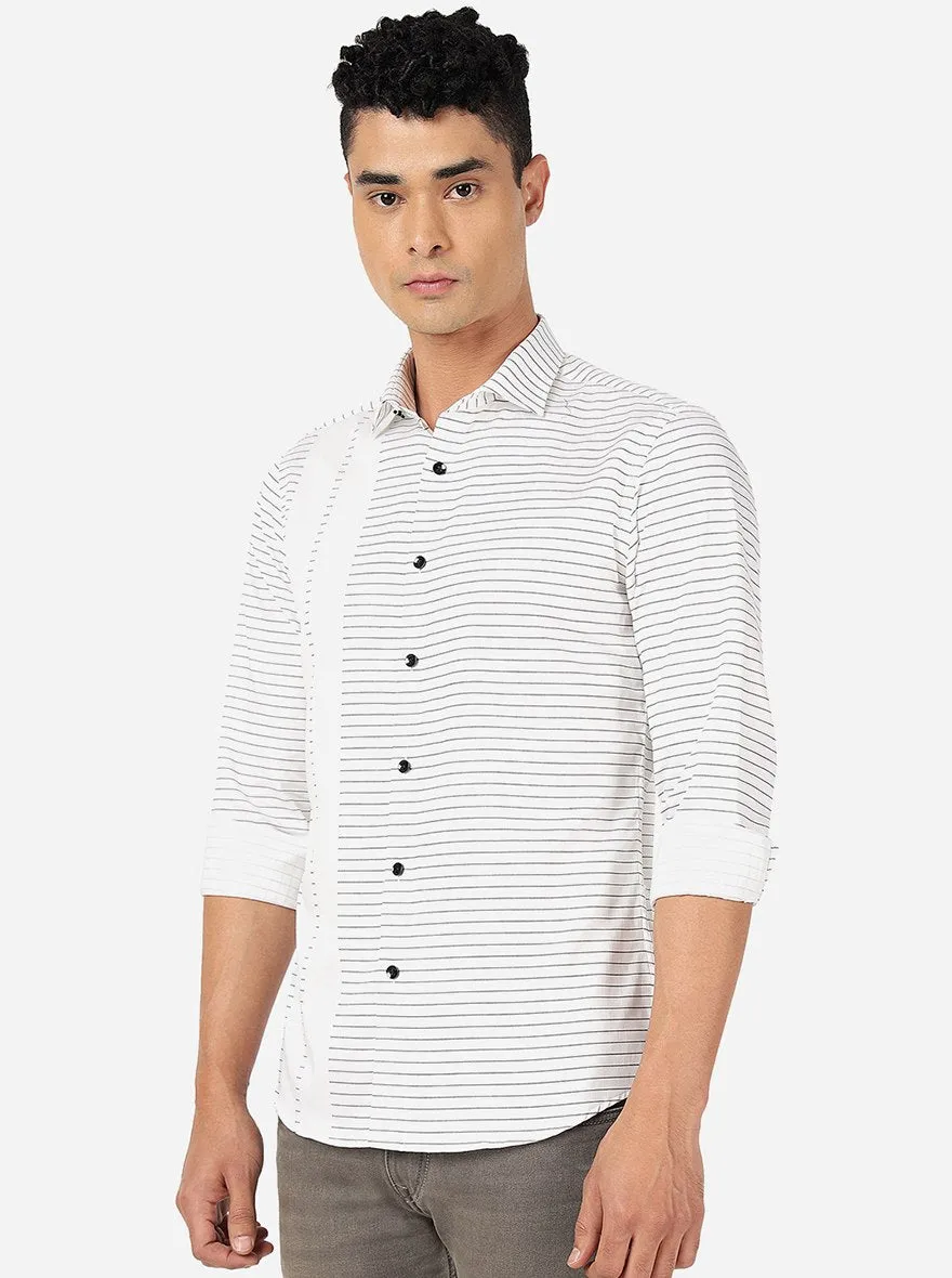 White Printed Slim Fit Party Wear Shirt | JB Studio