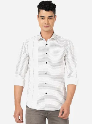 White Printed Slim Fit Party Wear Shirt | JB Studio