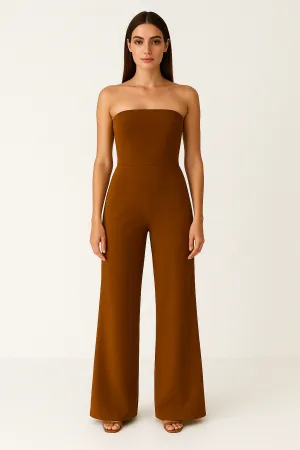 Women’s Jumpsuit – Strapless Fit – Wide Leg – Sleek Structured Formal Wear